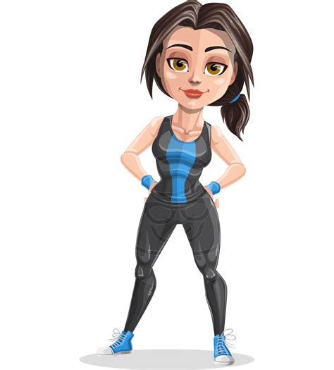 Vector Fitness Cartoon Character Marina The Ambitious Fitness Woman