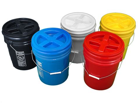 Bucket Kit Five Colored 5 Gallon Buckets With Matching Gamma Seal Lids