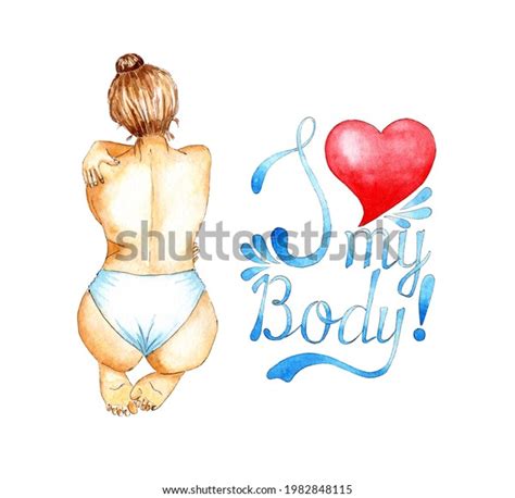 Watercolor Illustration Naked Girl Sitting Her Stock Illustration Shutterstock