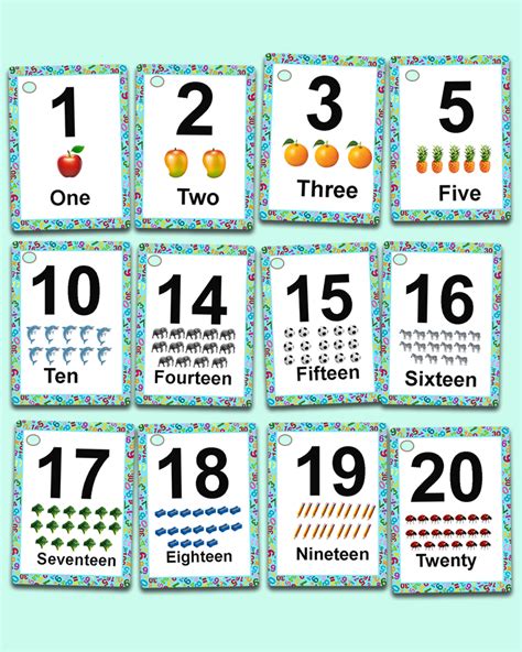 Number Flashcards 1 20 With Words Best Selling Zstore Uk