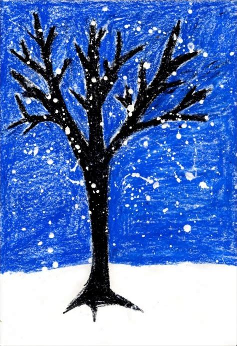 Snowy Winter Tree Painting Art Projects For Kids