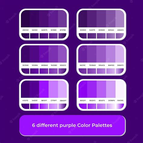 Premium Vector 6 Different Purple Color Palettes With Gradient Color