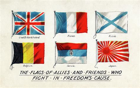Flags Of The Allies Date Circa Drawing By Mary Evans Picture Library
