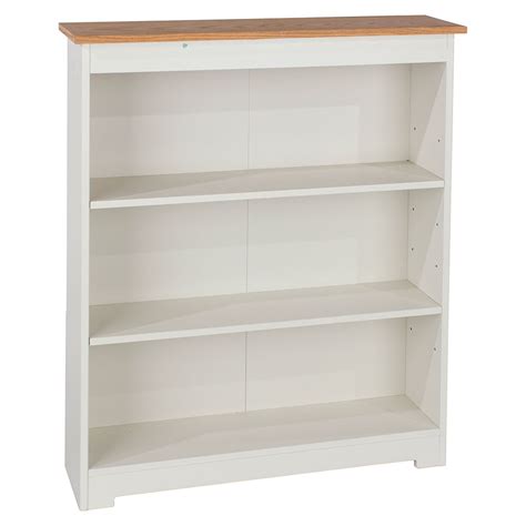 Thornton White Low Wide Painted Bookcase Soft White Self Assembly
