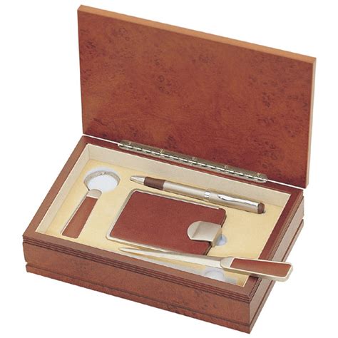 Add a personal message to the package. Personalized 4-Piece Genuine Brown Leather Office Gift Set ...