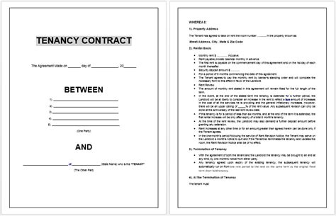 Whether it's getting away from the place they grew up, getting independent from parents, work assignments, or just wanting to experience a new environment, they definitely need a roof to. Tenancy Contract Template - Microsoft Word Templates