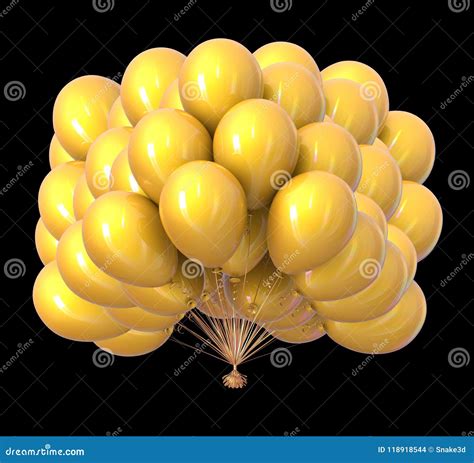 Helium Balloons Party Decoration Shiny Yellow Stock Illustration