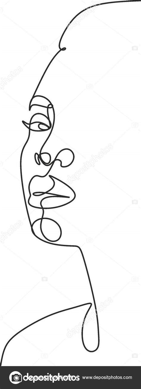 Line Art Woman Face Drawing Black Woman Vector Afro American Stock
