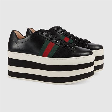 Leather Platform Sneaker Gucci Womens Sneakers 476783d3vn01060