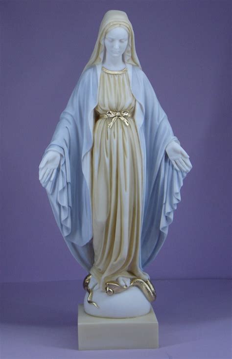 Virgin Mary Steps On The Snake Statue Made Of Alabaster Cm Etsy