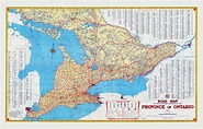 Official Road Map of Ontario, 1950, Map on Heavy Cotton Canvas, 22x27 ...