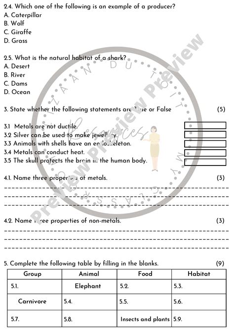 Grade 5 Natural Sciences Test • Teacha