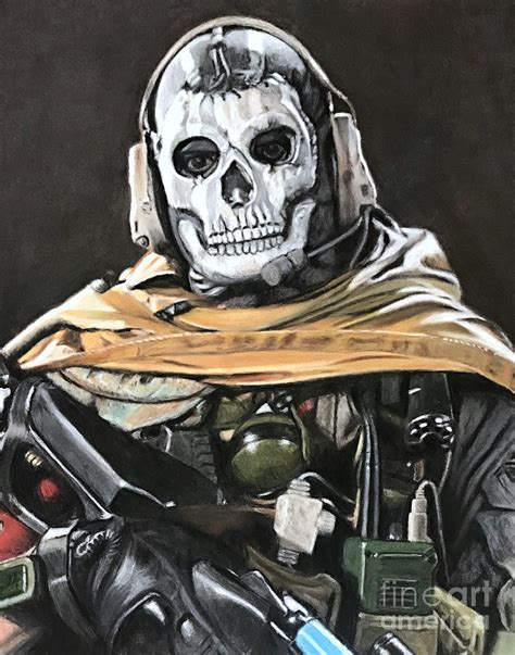 Ghost Call Of Duty Pastel Pencil Drawing Drawing By Rachel Maytum