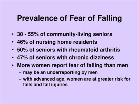 Ppt Fear Of Falling Among Seniors Needs Assessment And Intervention