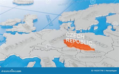 Czech Republic Highlighted On A White Simplified D World Map Digital