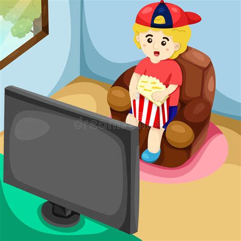 Boy Watching Tv Stock Vector Illustration Of Child Show 36529677