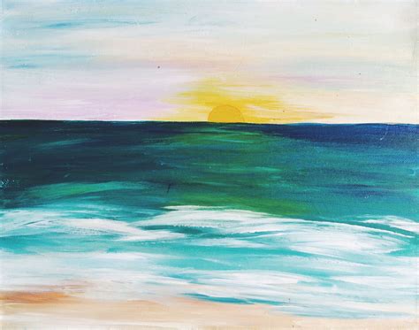 Sunrise Ocean Painting Abstract Artwork Art Painting