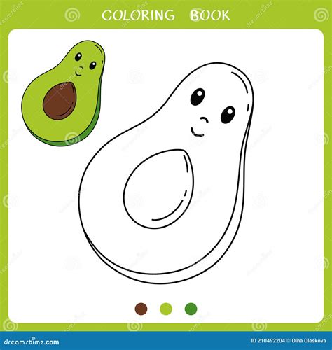Aguacate Lindo Para Colorear Libro Ilustración del Vector Ilustración