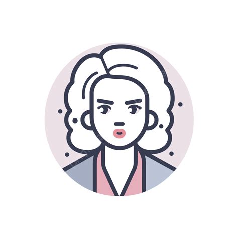 Woman Icon In Circle With White Hair Vector Cruella Lineal Icon Flat