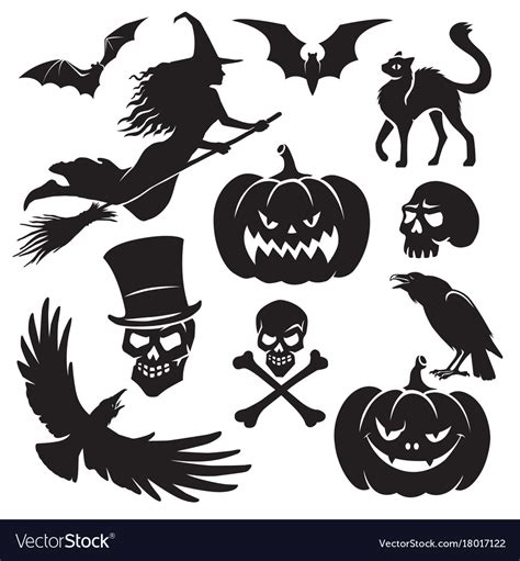 Halloween Silhouette Set Royalty Free Vector Image