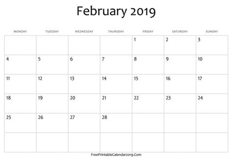 Lovely February Calendar 2019 Printable Free Printable Calendar Monthly