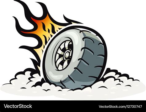 Car Wheel With Burning Fire Royalty Free Vector Image