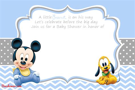 Download, print or send online for free. NEW! FREE Printable Mickey Mouse Baby Shower Invitation ...