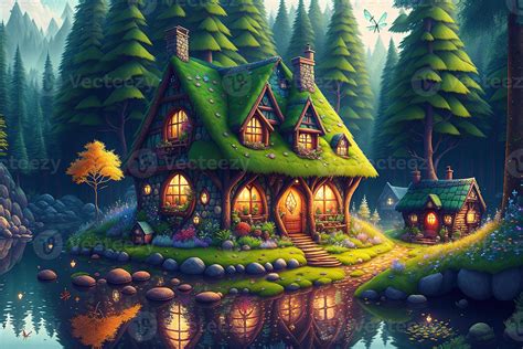 Fantasy House Fairy Tale Little Cottage In Magical Forest By Ai