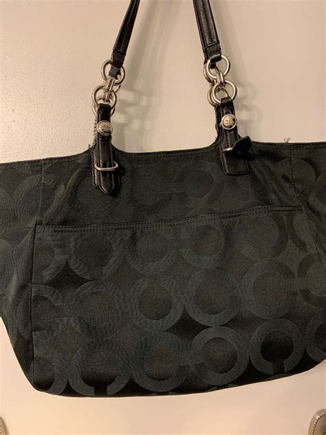 Coach Signature Mia Op Art Tote Shoulder Bag 15758 Black Ebay