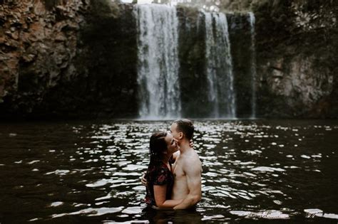 Steamy Waterfall Couple Shoot Bellingen Engagement Shoots Waterfall