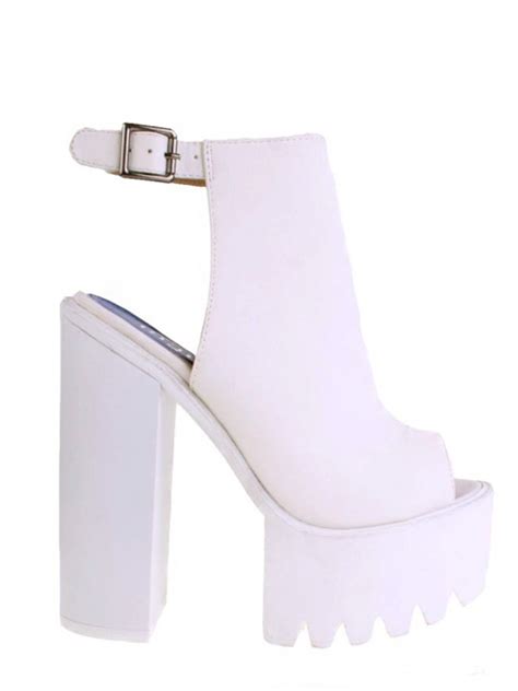 White Extreme Platform Cleated Sole Heels