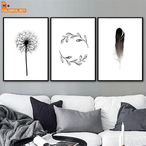 Dandelion Feather Flower Wall Art Canvas Painting Nordic Posters And