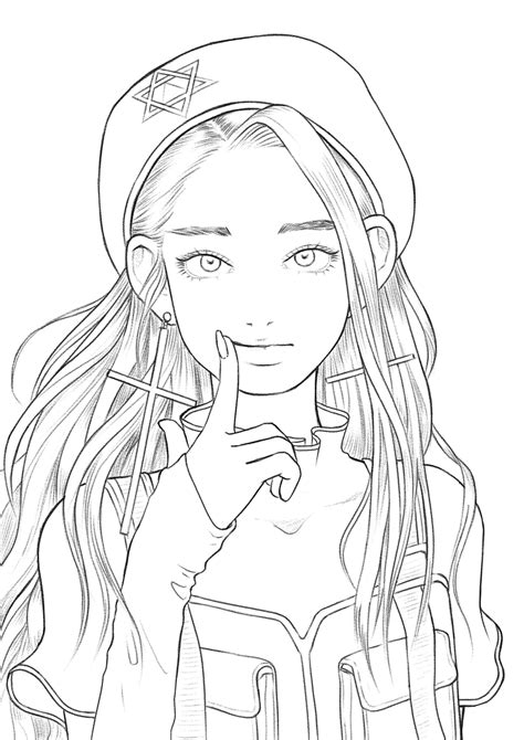 Military Girl Coloring Page For Adults Printable Easy Etsy Anime