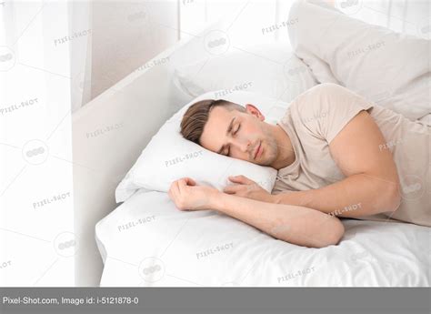 Handsome Man Sleeping In Bed At Home Stock Photography Agency
