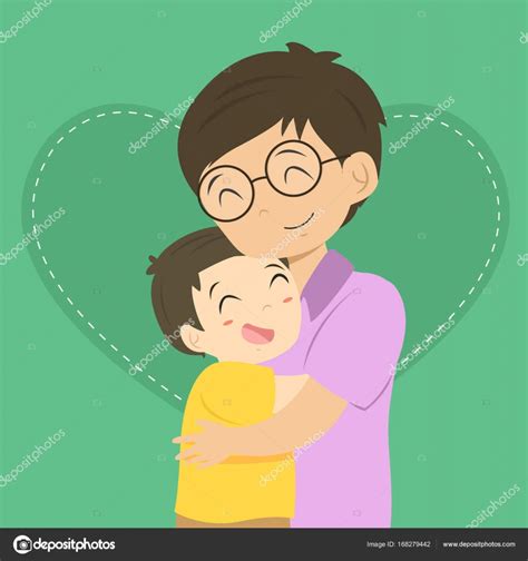 Padre E Hijo Abrazando Vector De Dibujos Animados Vector De Stock Por