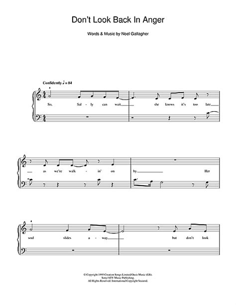 Her csoul gslides awamay, e but don't look fback in angerg. Don't Look Back In Anger (5-Finger Piano) - Print Sheet ...