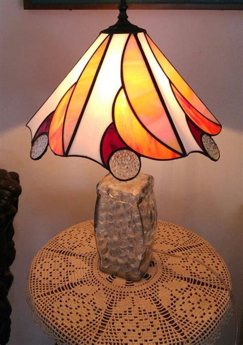 Stained Glass Lamp Shade And Old Liquor Bottle With Marbles Made By