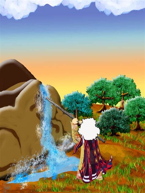 Moses Strikes The Rock For Water