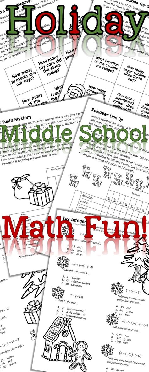 Christmas Math Activities For Middle School Printable And Digital