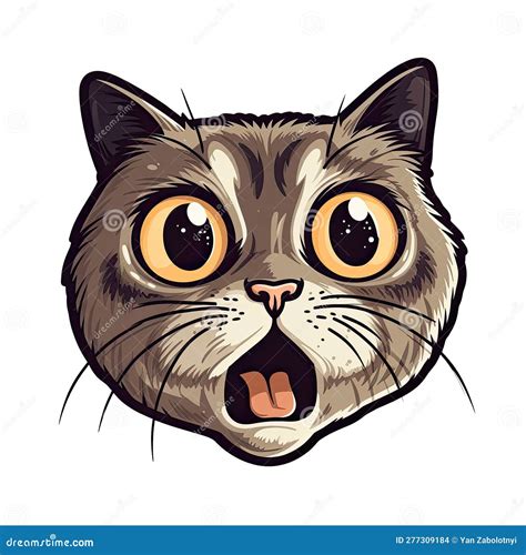 Shocked Cat Face Sticker On Isolated Tansparent Background Png Logo