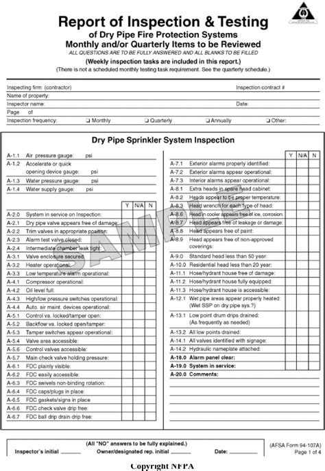 Nfpa Build Monthly Inspection Forms Nfpa Fire Pump Inspection Forms