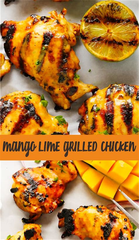 This mango chicken is a combination of seared chicken breast, bell peppers and fresh mango, all tossed in a sweet and savory sauce. MANGO LIME GRILLED CHICKEN | Think food
