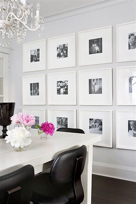 The pictures can be both with and without frames. 25 Modern Dining Room Gallery Wall Ideas | HomeMydesign