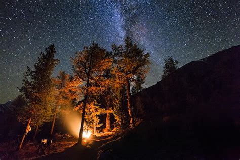 Fire In Forest At The Night Star Sky Photograph By Anton Petrus Fine