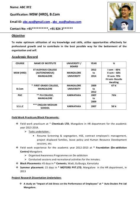 Focus on experience and achievements). Freshers CV Format