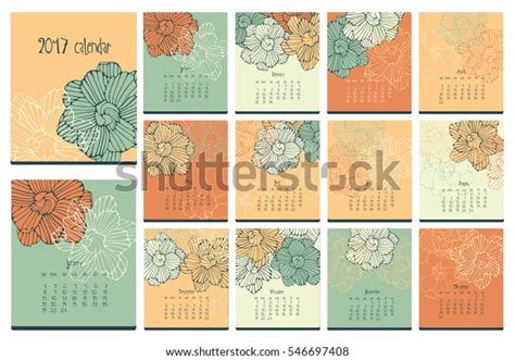 Floral Calendar Hand Drawn Doodle Flowers Stock Illustration 546697408