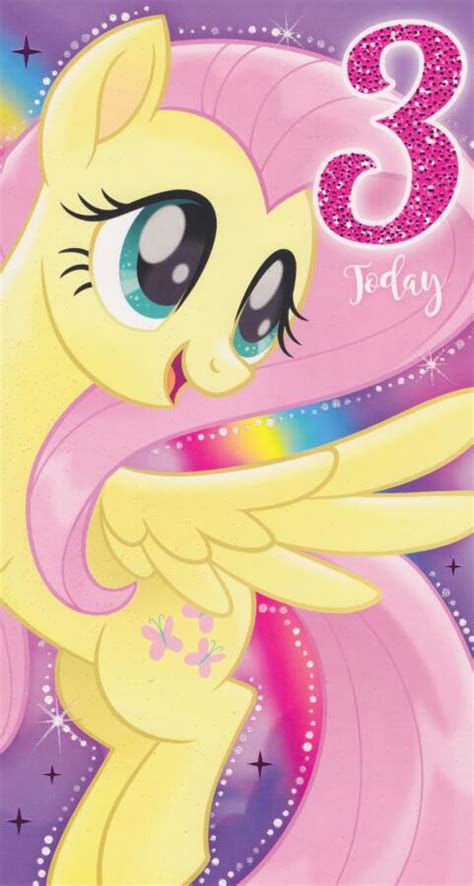 My Little Pony Age 3 Birthday Card Glitter Cardspark