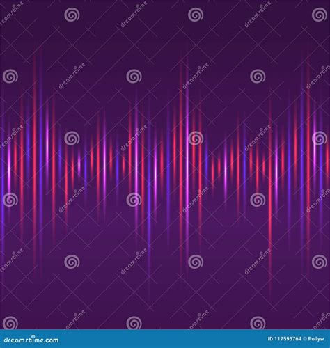 Abstract Sound Waves Light Equaliser Purple Background Stock Vector