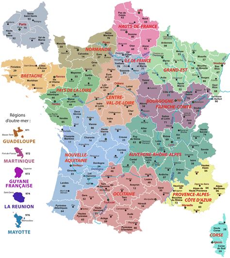 La Carte De France Avec Ses Régions Arts Et Voyages