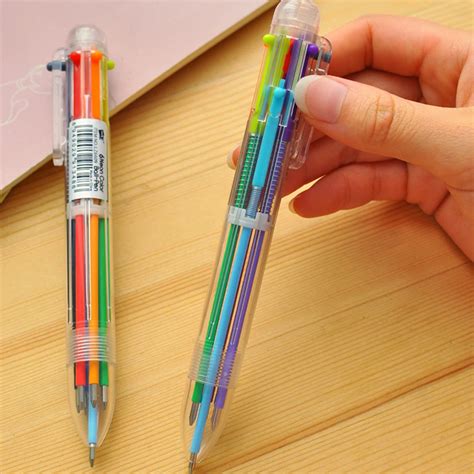 Six Color Ballpoint Pen Study Pens School Supplies Creative Stationery